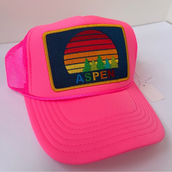 NWT Aviator Nation Pink Trucker Hat Aspen Sunset Rainbow embroidered patch - Picture 14 of 16
